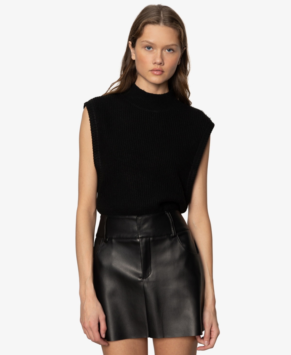 Sanctuary Women's City Side Slits Vest Sweater In Black