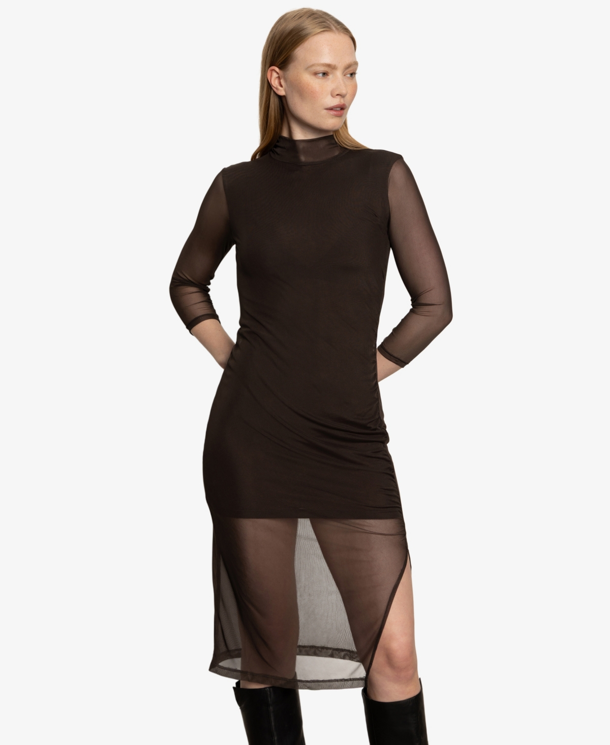 Sanctuary Women's Night Out Mock Neck Dress In Brown