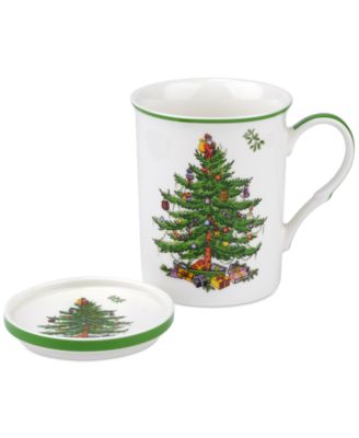 Spode - Christmas Tree Porcelain Mug & Coaster Set