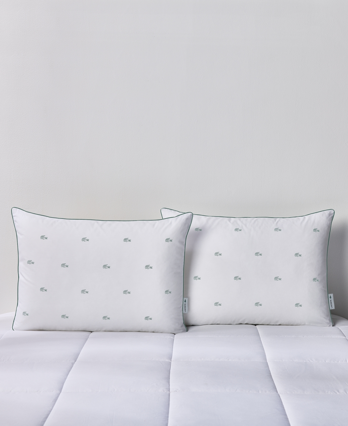 Lacoste Home Allover Crocs Cotton Firm Density Pillow, King In White