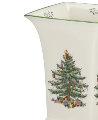 Christmas Tree Square Vase, 8"