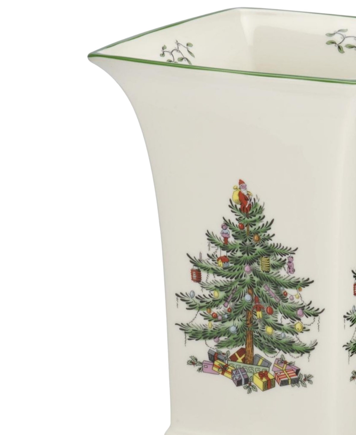 Spode Christmas Tree Square Vase, 8" In Multi
