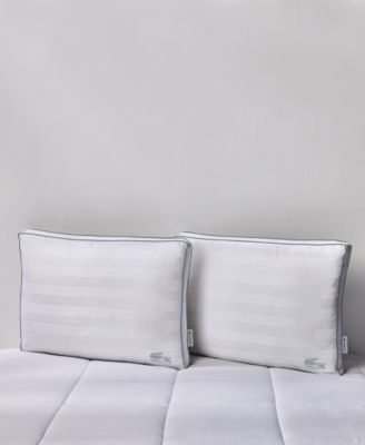 Tennis Stripe Cotton Gusseted Medium-Density Pillow, King