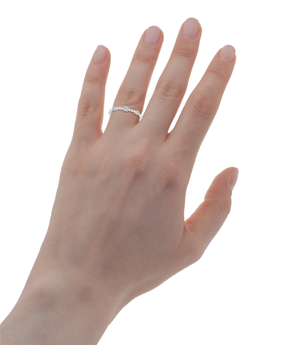 Wrapped Diamond Beaded Narrow Stack Band (1/10 Ct. T.w.) In 10k Gold Or 10k White Gold, Created For Macy's In Gold