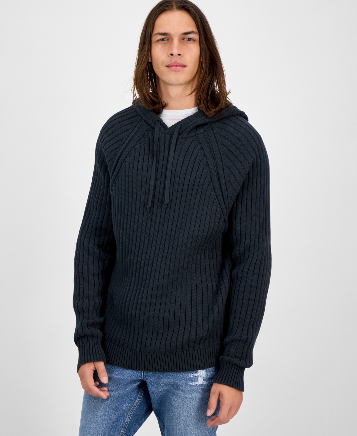 Sun + Stone Men's Ribbed Hooded Sweater, Created for Macy's