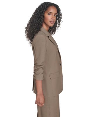 Petite Novelty Check One Button Jacket