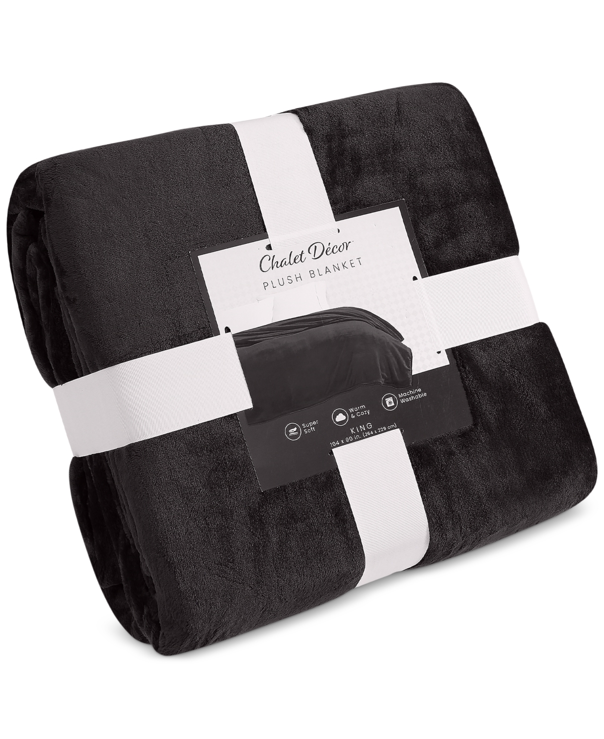 Chalet Decor Velvety Soft Plush Blanket, Full/queen In Black