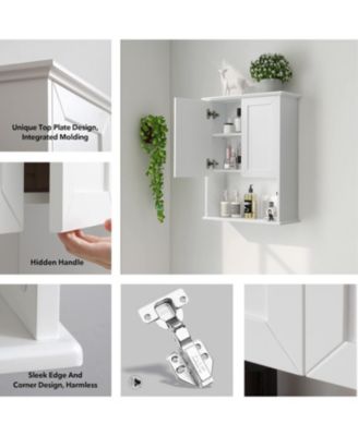 23x29" Bathroom Wall Cabinet with Mirror Doors - Wooden Medicine Cabinet with Adjustable Shelves & Paper Towel Slot