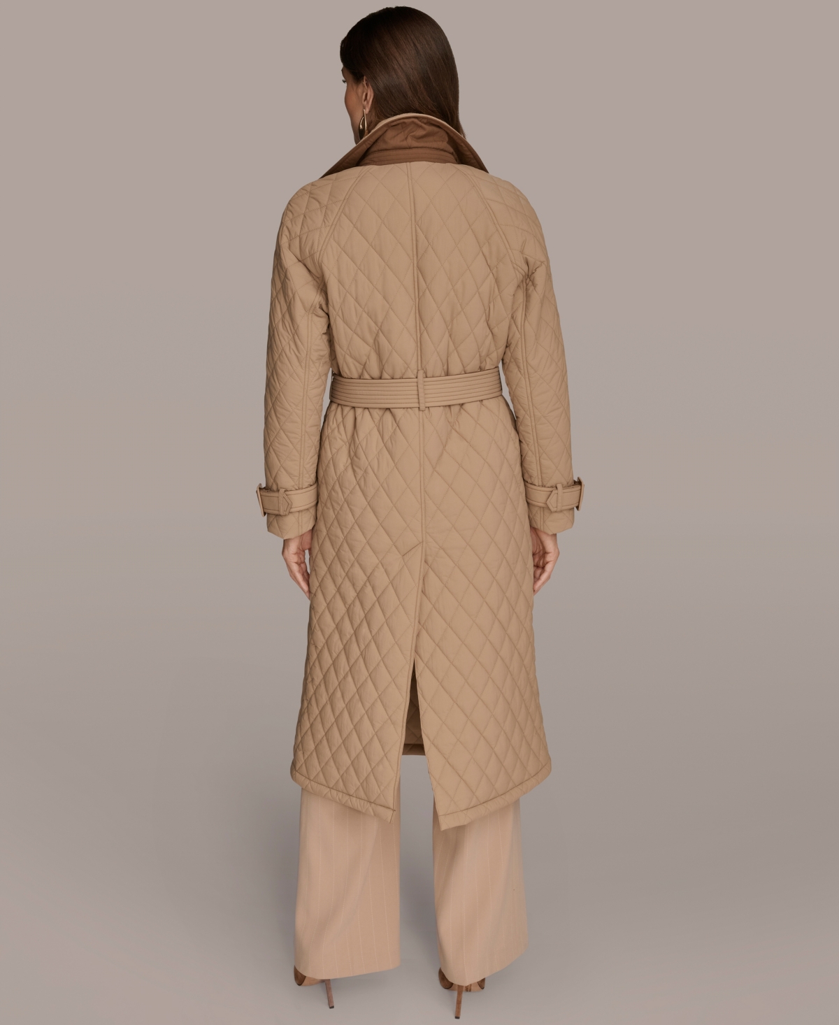 Donna Karan Women's Belted Maxi Quilted Coat In Neutral