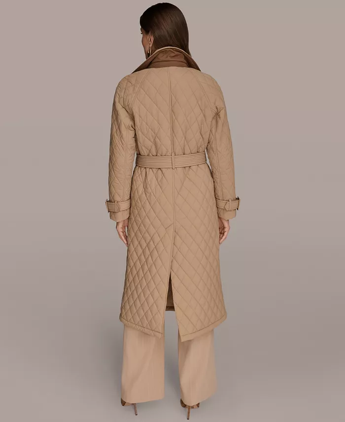 Women's Belted Maxi Quilted Coat - thumbnail 2