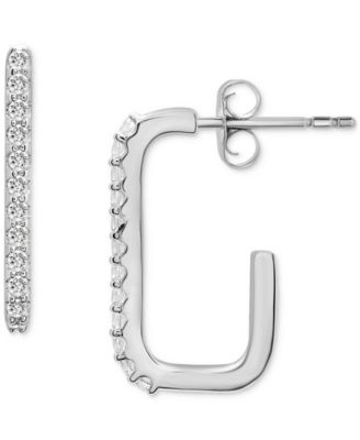 Wrapped - Diamond Rectangular Small Hoop Earrings (1/6 ct. t.w.) in 14k White Gold