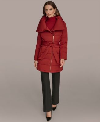 Women's Belted Asymmetric Puffer Coat