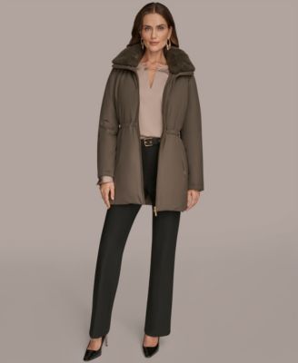 Women's Faux-Fur-Collar Short Puffer Coat