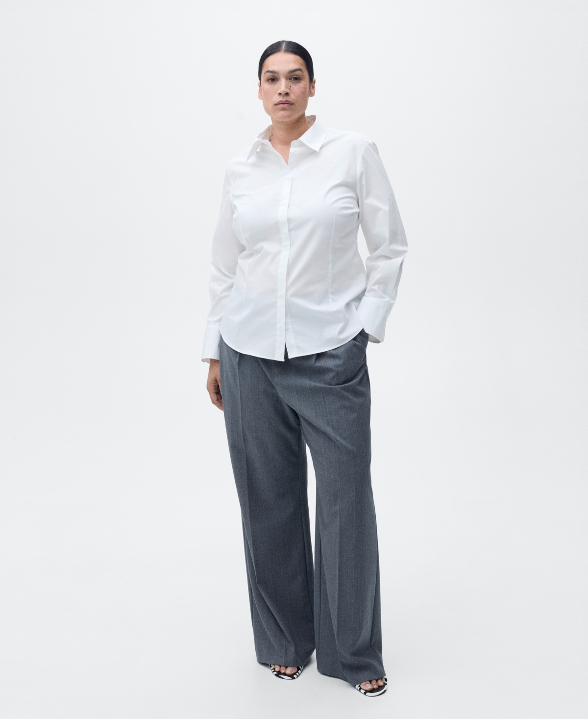 Mango Women's Fitted Cotton Shirt In White