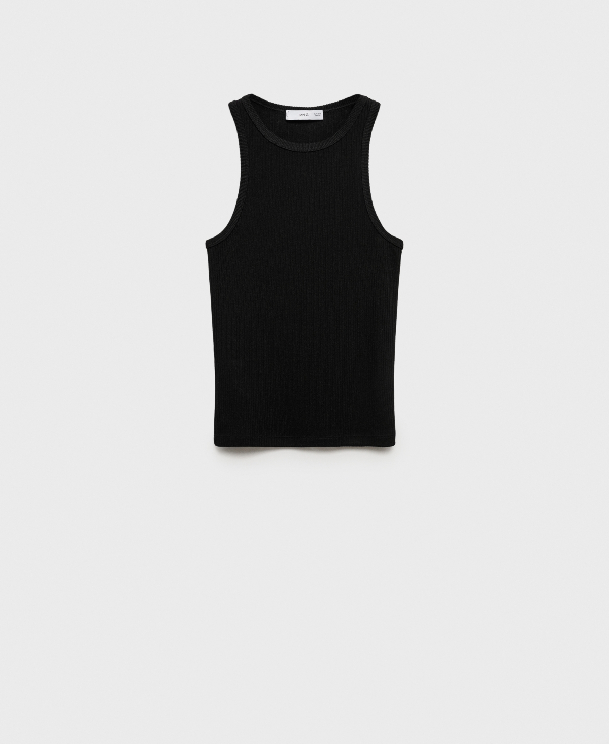 Mango Women's Fine Ribbed Knit Top In Black