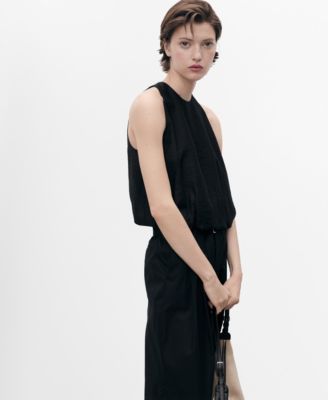 Women's Puffed Hem Lyocell-Blend Top