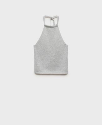 MANGO - Women's Halter-Neck Lurex Knitted Top