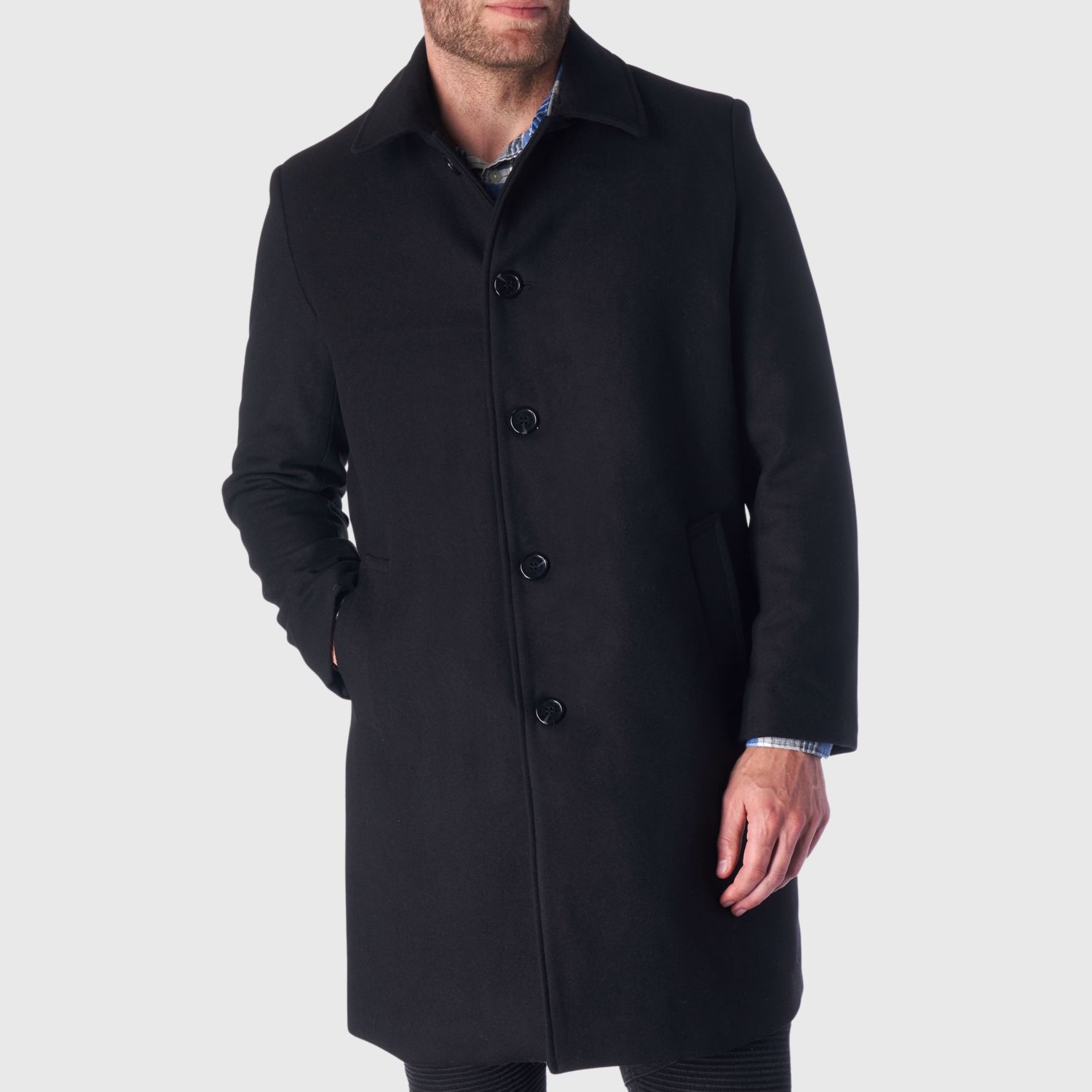 Orson Mens Wool Blend Top Coat Winter Car Coat Long Tailored Jacket
