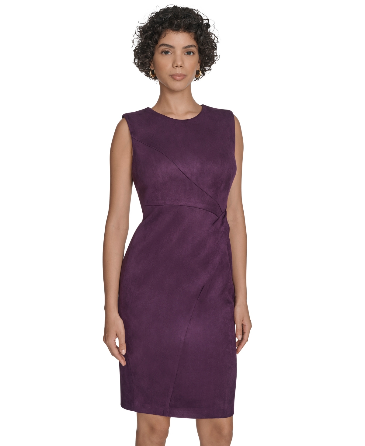 Calvin Klein Women's Side Ruched Midi Dress In Purple