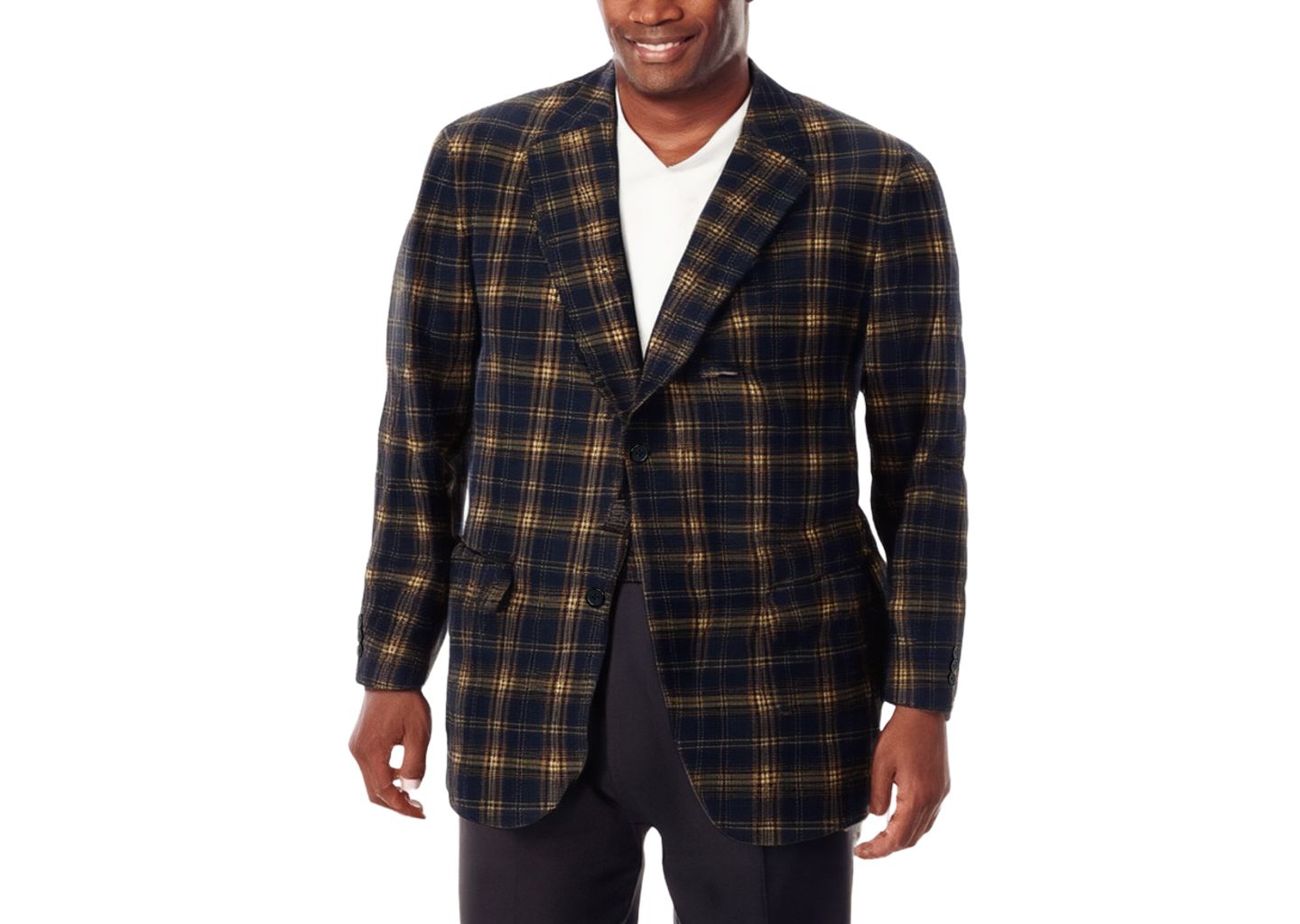 Мужской пиджак KingSize Ponte stretch knit blazer, цвет: Чёрный клетчатый — фото 1
