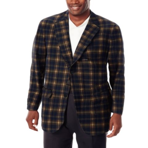 Мужской пиджак KingSize Ponte stretch knit blazer, цвет: Чёрный клетчатый