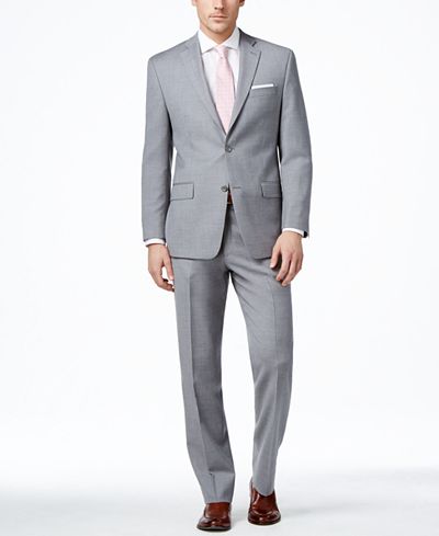 MICHAEL Michael Kors Men's Light Grey Sharkskin Classic-Fit Suit ...