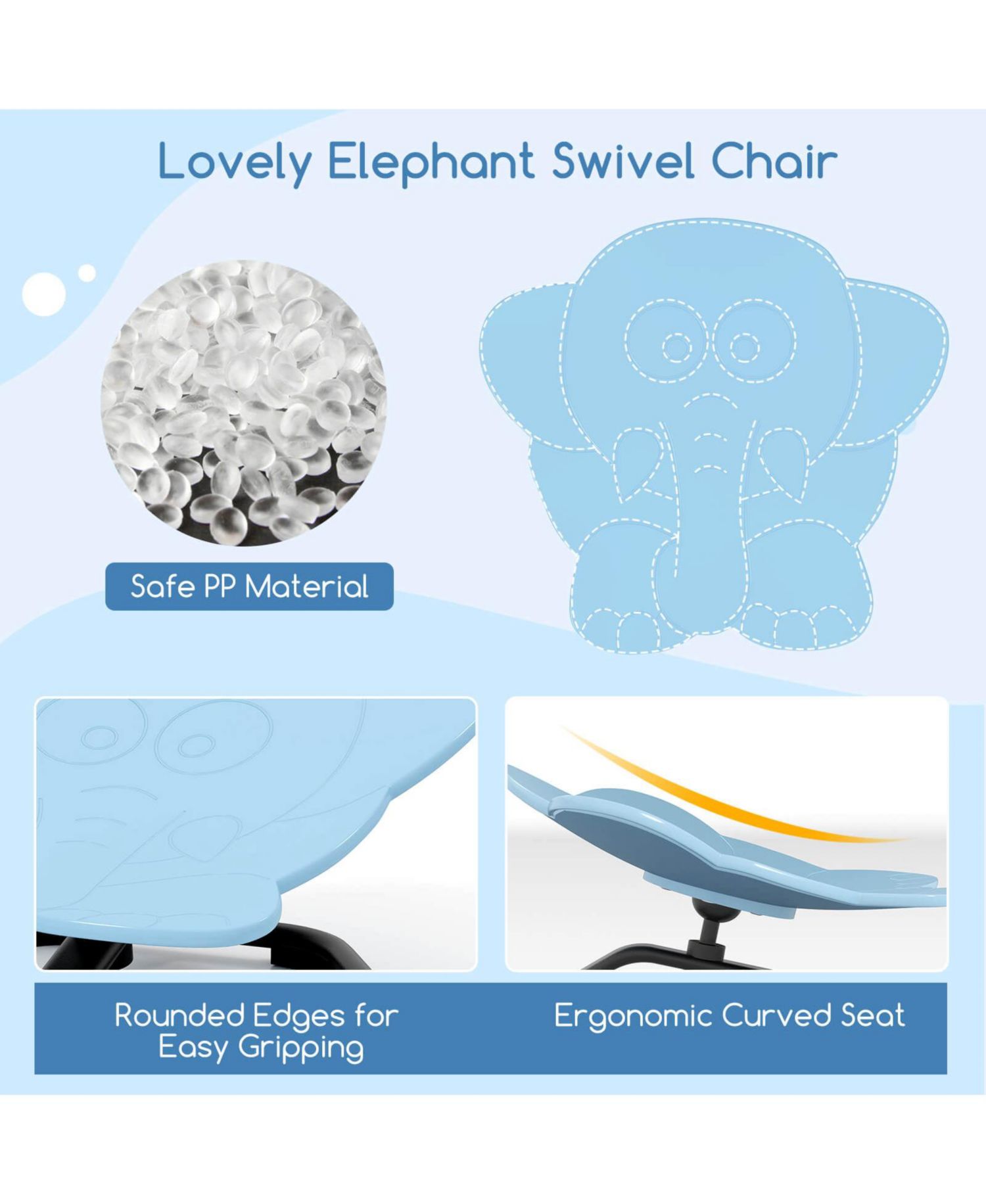 Kids Sensory Swivel Chair with Non-Slip Metal Base