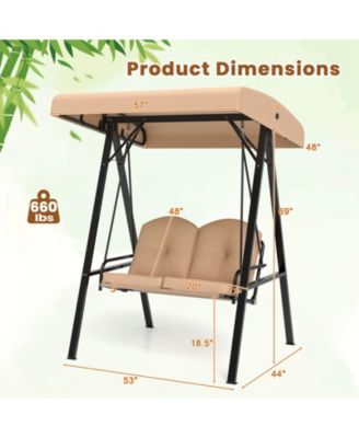 2-Person Outdoor Porch Swing Swing Loveseat with A-Shaped Metal Stand
