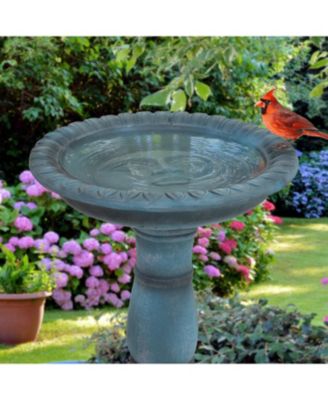 Outdoor Glass Fiber Reinforced Concrete Patio Garden Façade du Soleil Bird Bath - 26"
