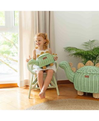 - Handcrafted Rattan Dinosaur Storage Basket - Wicker