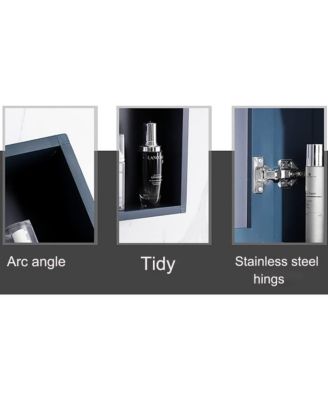 24-30" Blue Mirrored Medicine Cabinet - Wall-Mounted Bathroom Storage with Adjustable Shelf