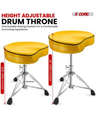 Drum Throne 4" Padded Guitar Stool Drummer Chair Adjustable Musician Seat - DS CH YLW SDL HD