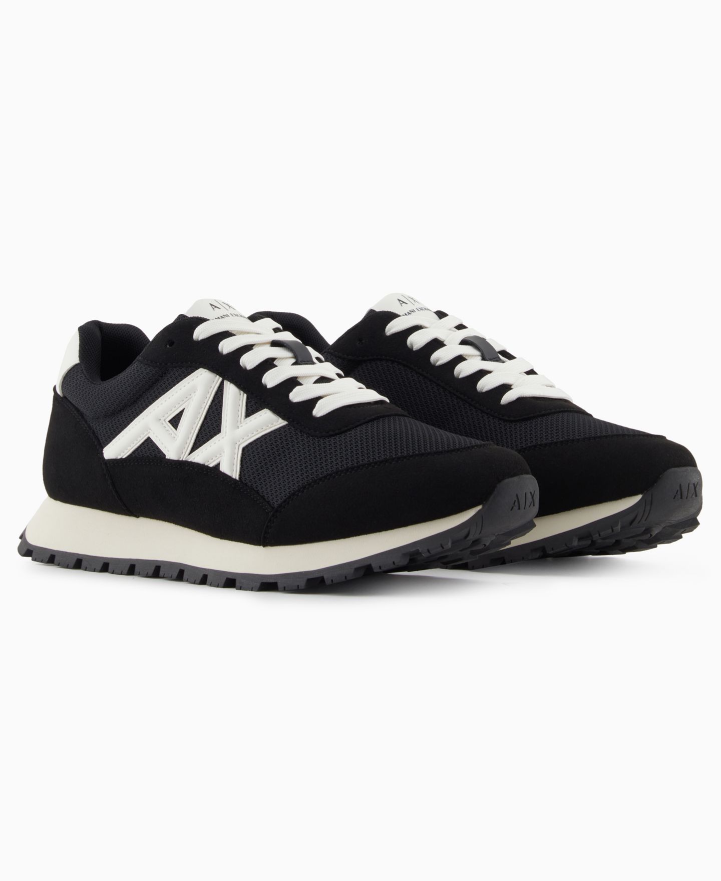 Мужские кроссовки A|X Armani Exchange Drop Logo Mesh, цвет: Чёрный / Молочный белый — фото 6
