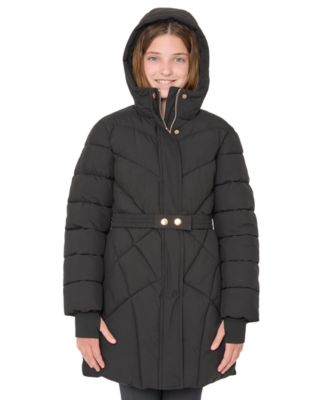 Big Girls' Quilted Belted Stadium Jacket