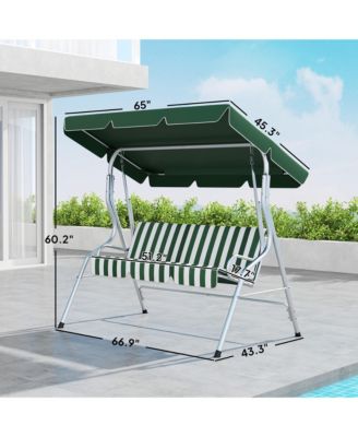 3-Person Porch Swing with Adjustable Canopy, & Stripe