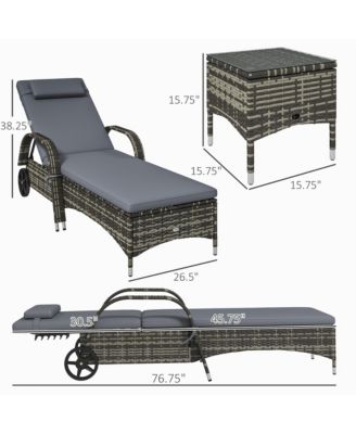 Pool Furniture, 2 Lounge Chairs & Table, Wheels, Dark