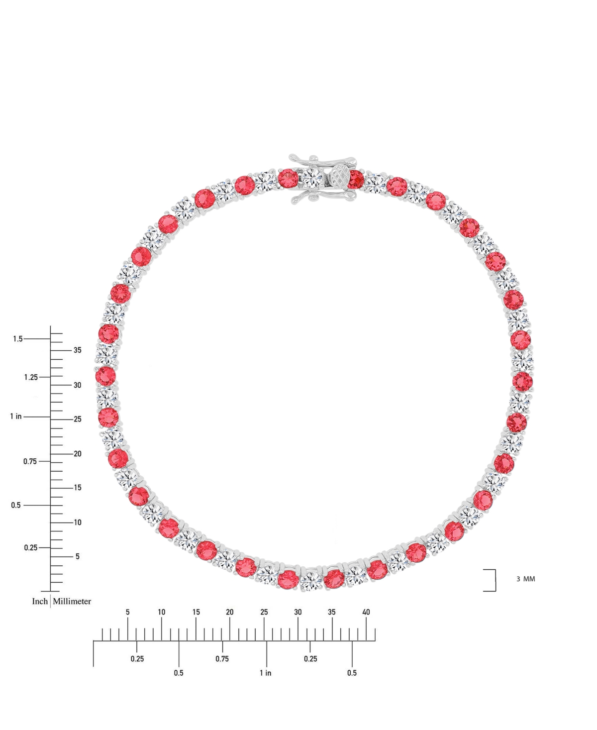 Macy's Round-cut Cubic Zirconia Bracelet In Sterling Silver In Red