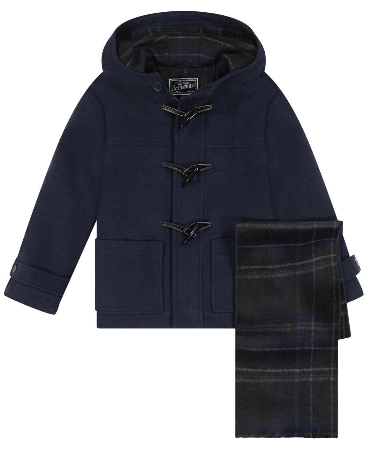 S Rothschild & Co Toddler And Little Boys 2-piece Toggle Dress Coat And Scarf Set In Blue