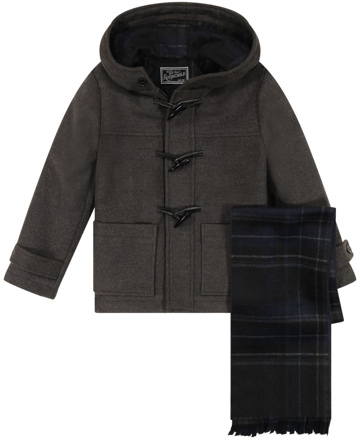 S Rothschild & Co Toddler And Little Boys 2-piece Toggle Dress Coat And Scarf Set In Black