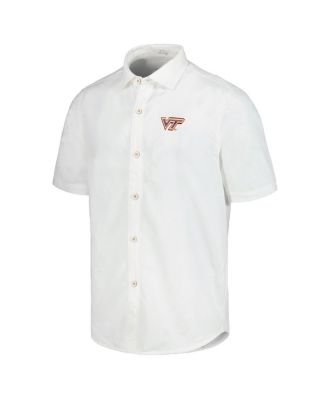 Men's White Virginia Tech Hokies Coconut Point Palm Vista IslandZone Camp Button-Up Shirt