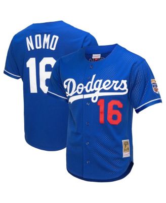 Men's Hideo Nomo Royal Los Angeles Dodgers Cooperstown Collection Mesh Batting Practice Button-Up Jersey