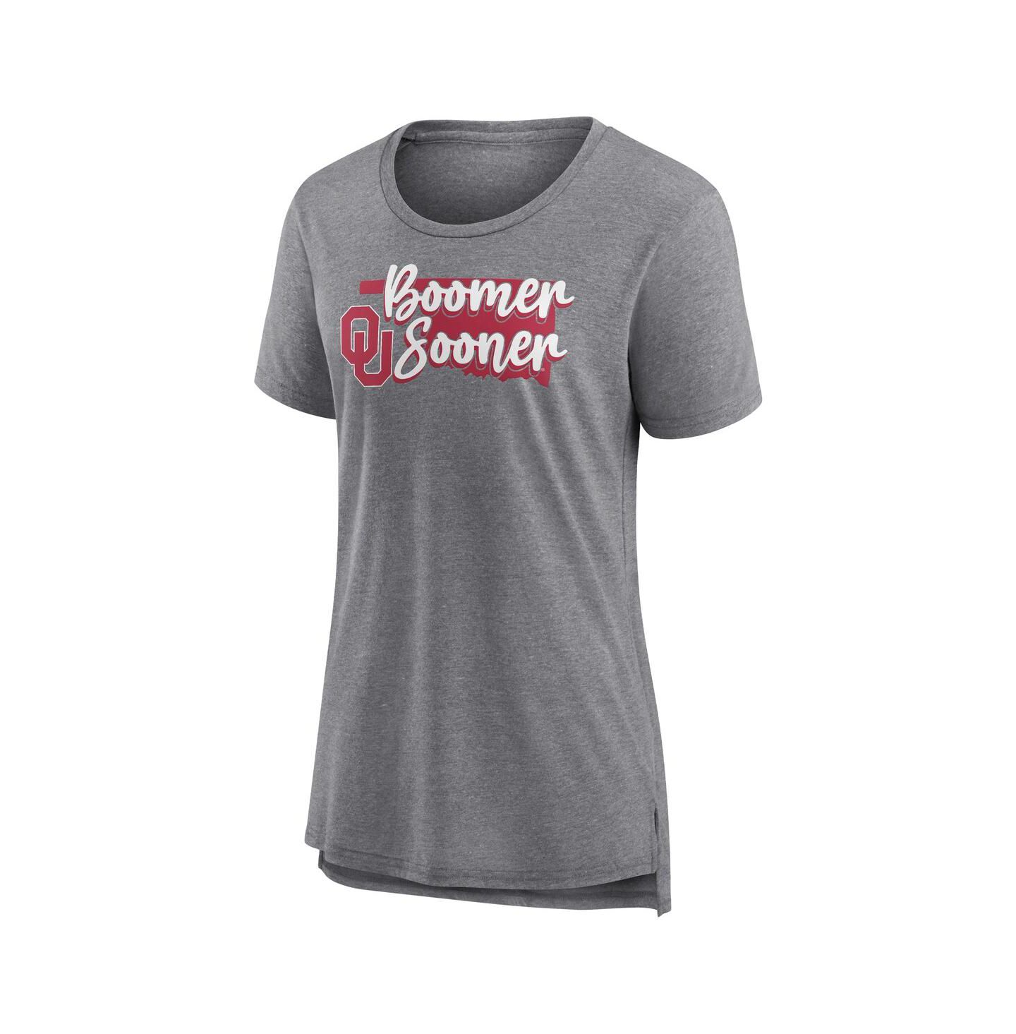Женская футболка Fanatics Mto Label Gray Oklahoma Sooners True Mascot Tri-Blend — фото 3
