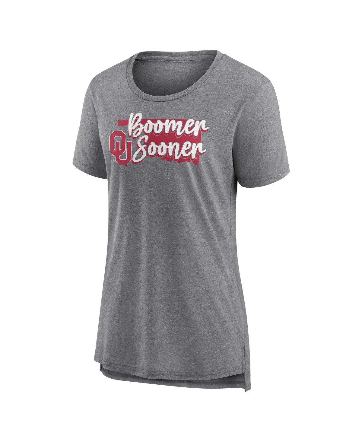 Fanatics Mto Label Women's Gray Oklahoma Sooners True Mascot Tri-Blend T-Shirt