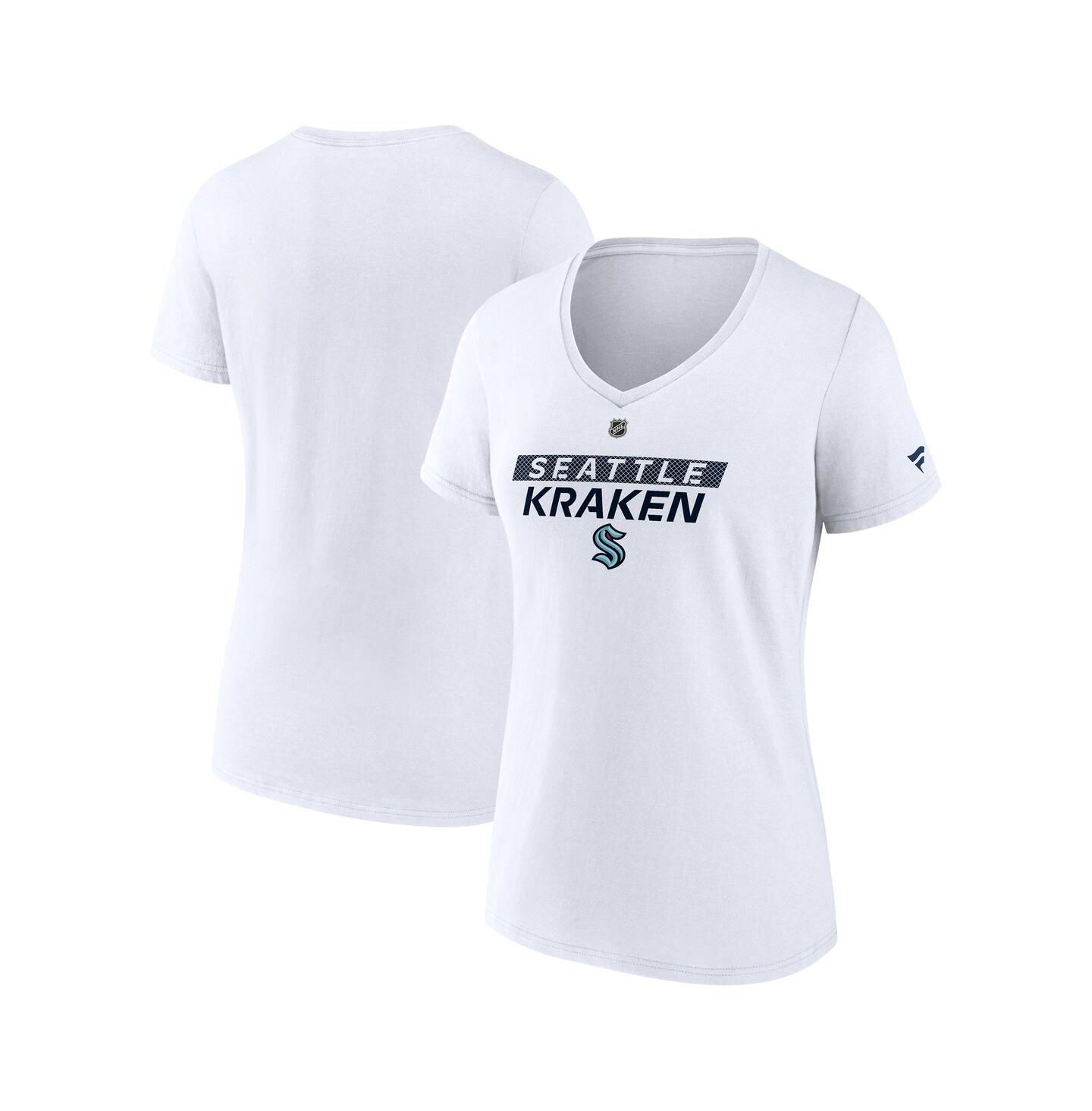 Женская футболка Fanatics White Seattle Kraken Authentic Pro Core Primary V-Neck — фото 1