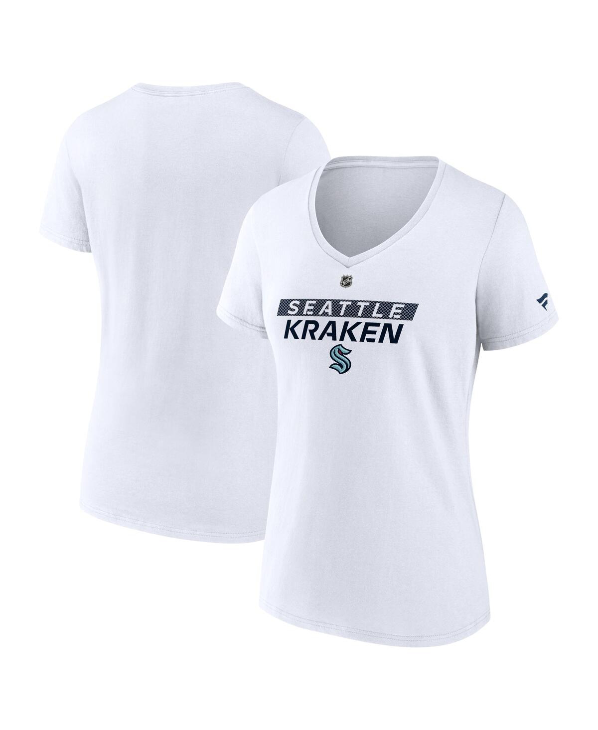 Fanatics Women's White Seattle Kraken Authentic Pro Core Primary V-neck T-shirt In White