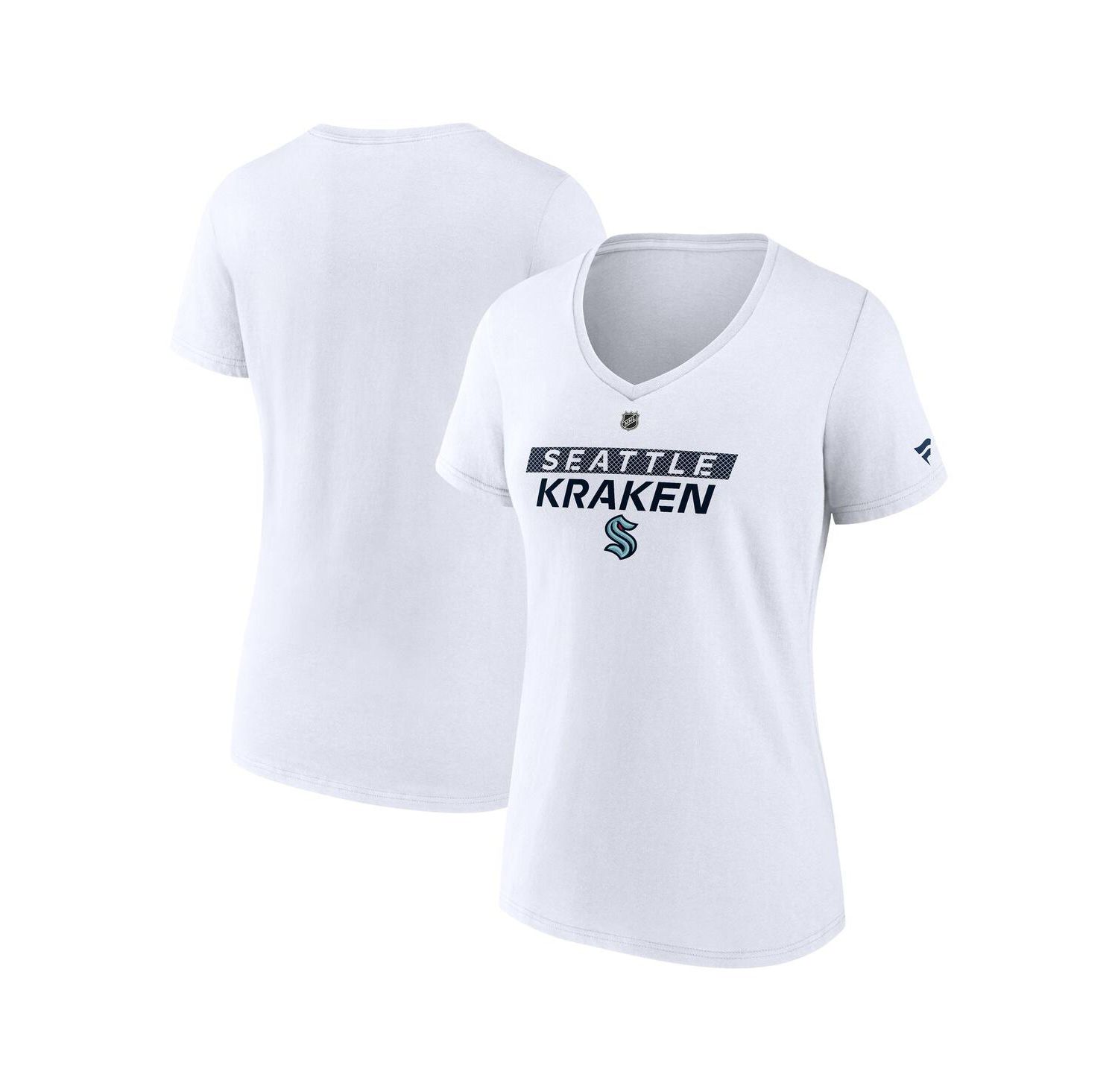 Women's White Seattle Kraken Authentic Pro Core Primary V-Neck T-Shirt