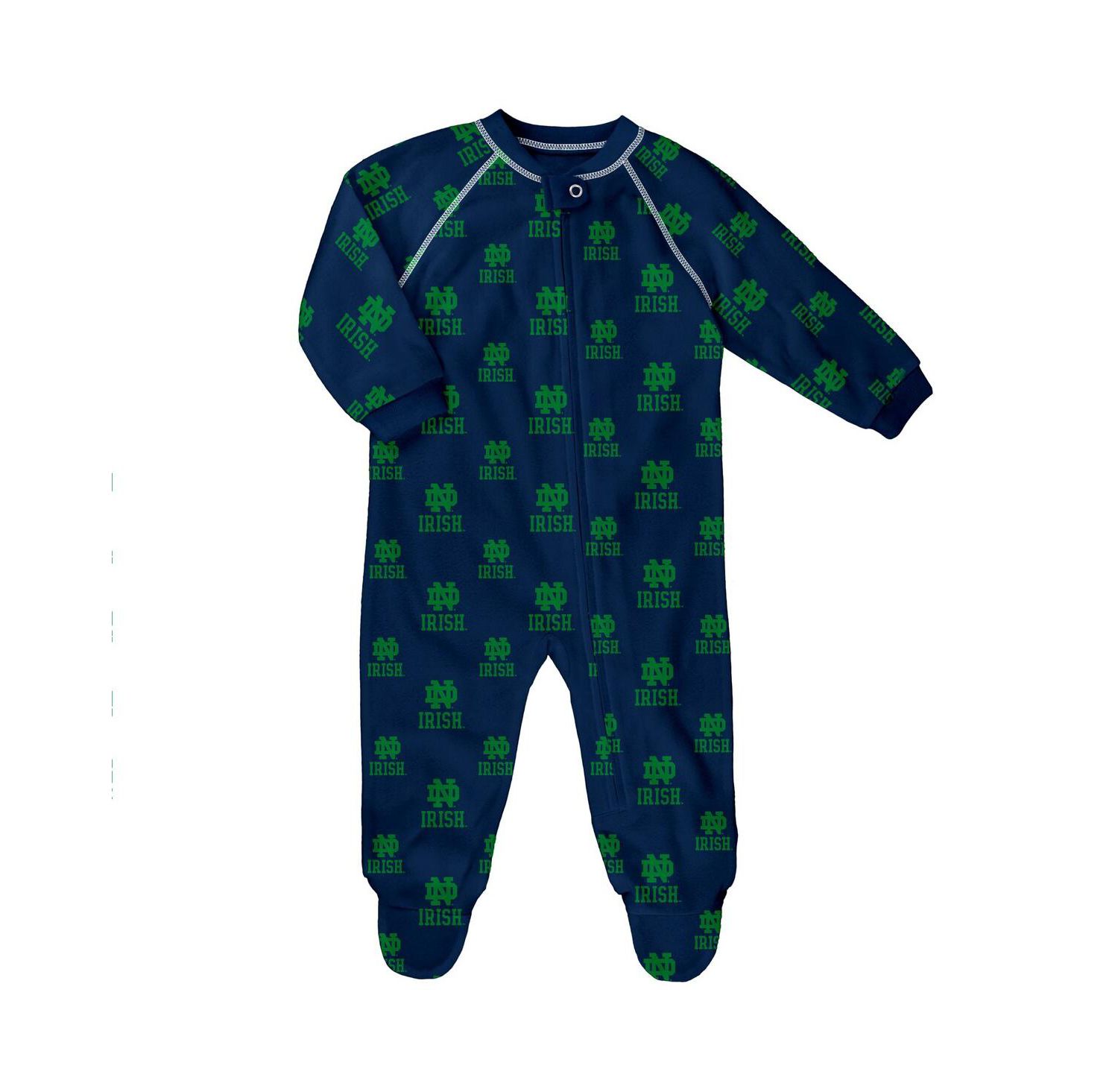 Baby Boys and Girls Navy Notre Dame Fighting Irish All-Over Print Raglan Full-Zip Coverall