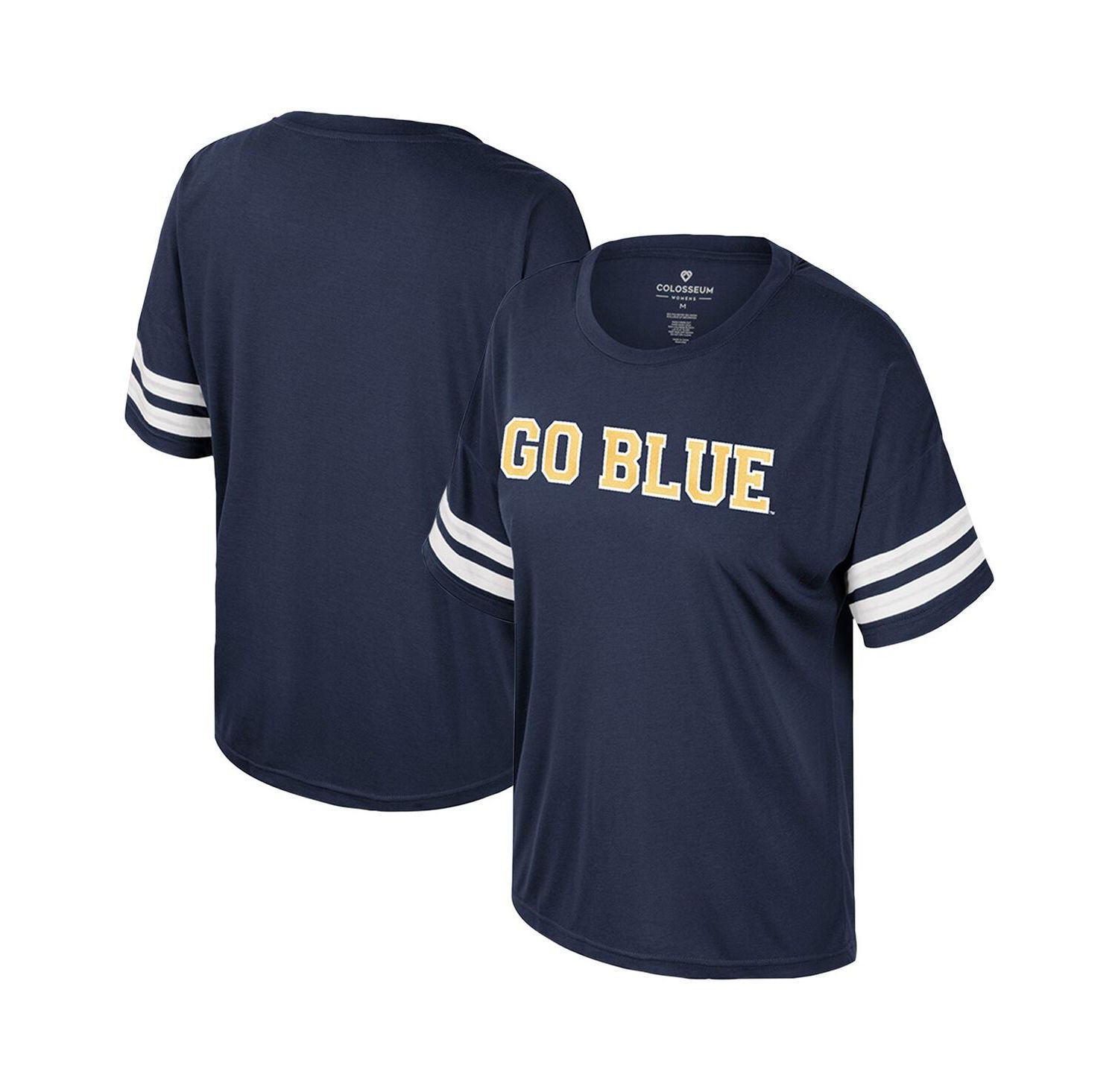 Women's Navy Michigan Wolverines Treasure Oversized Sequin T-Shirt