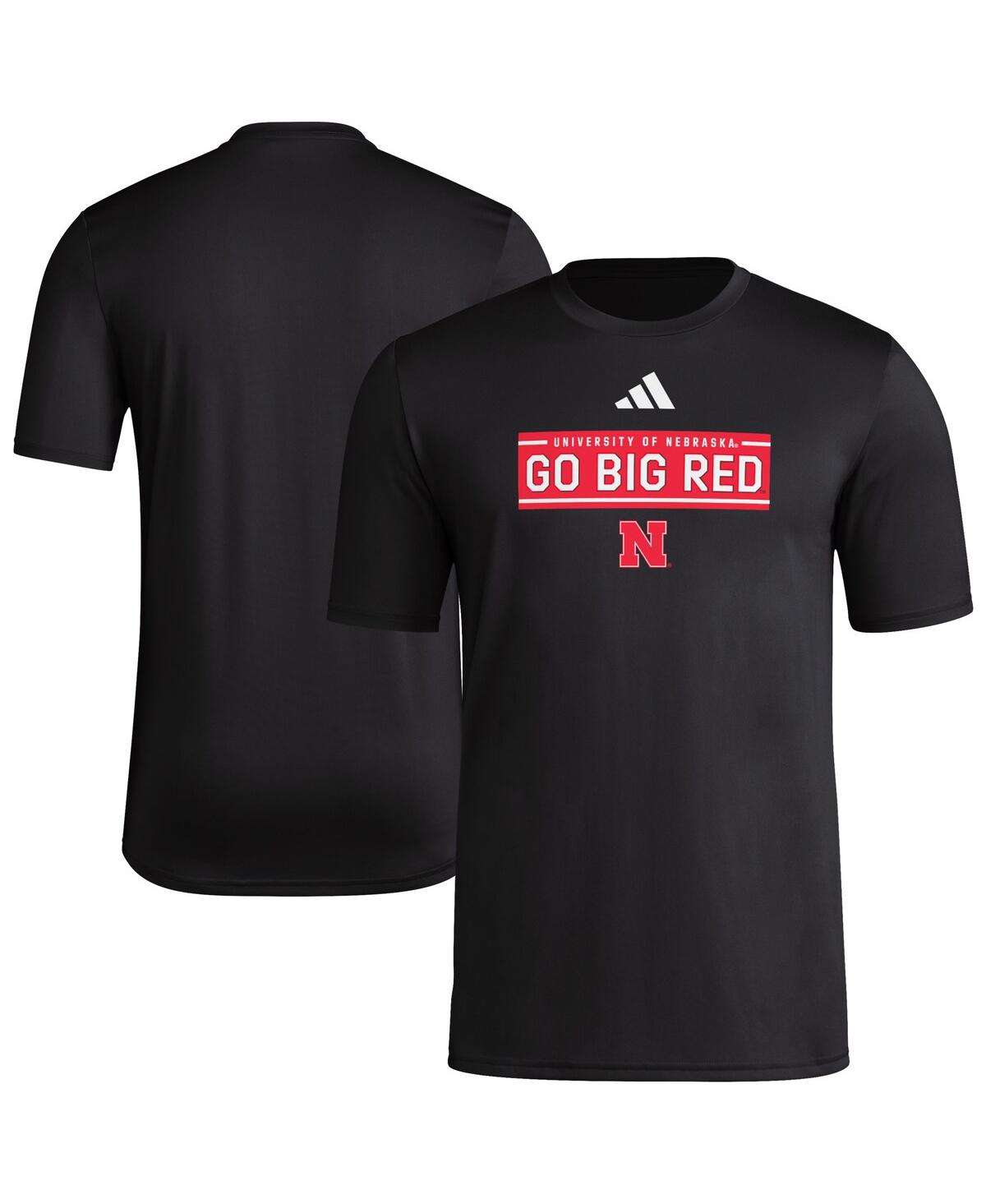Adidas Originals Men's Black Nebraska Huskers Locker Slogan Pre-game T-shirt