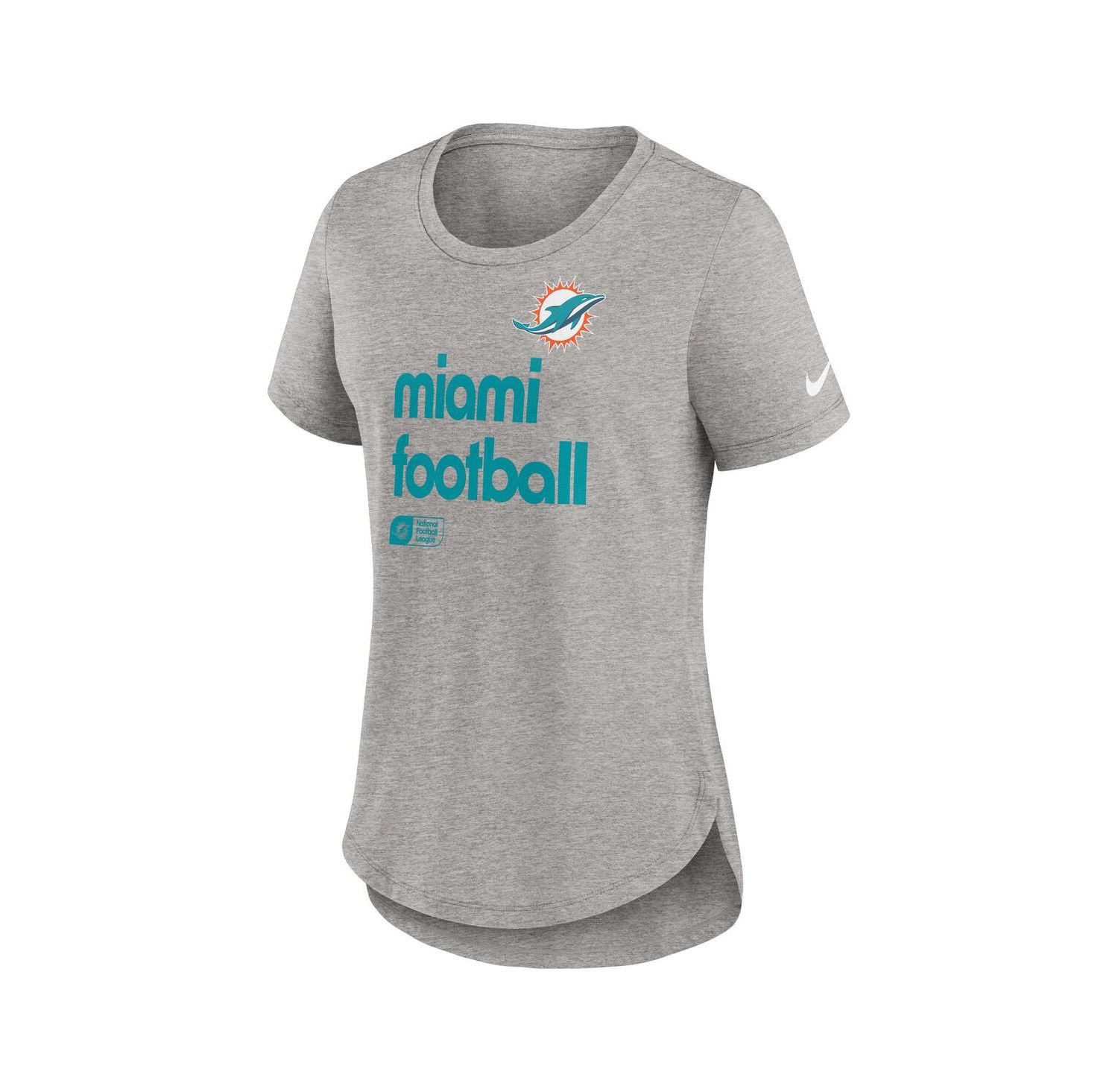 Women's Heather Gray Miami Dolphins Team Shout-Out Tri-Blend T-Shirt